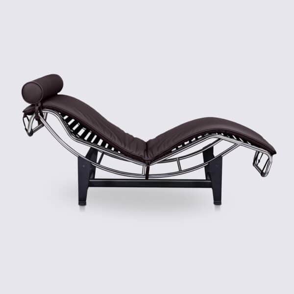 chaise longue lc4 le corbusier réplica cuero marrón oscuro salón