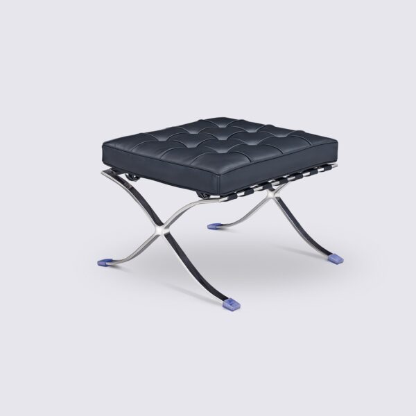 barcelona footrest in black aniline leather knoll mies van der rohe copy salon 6