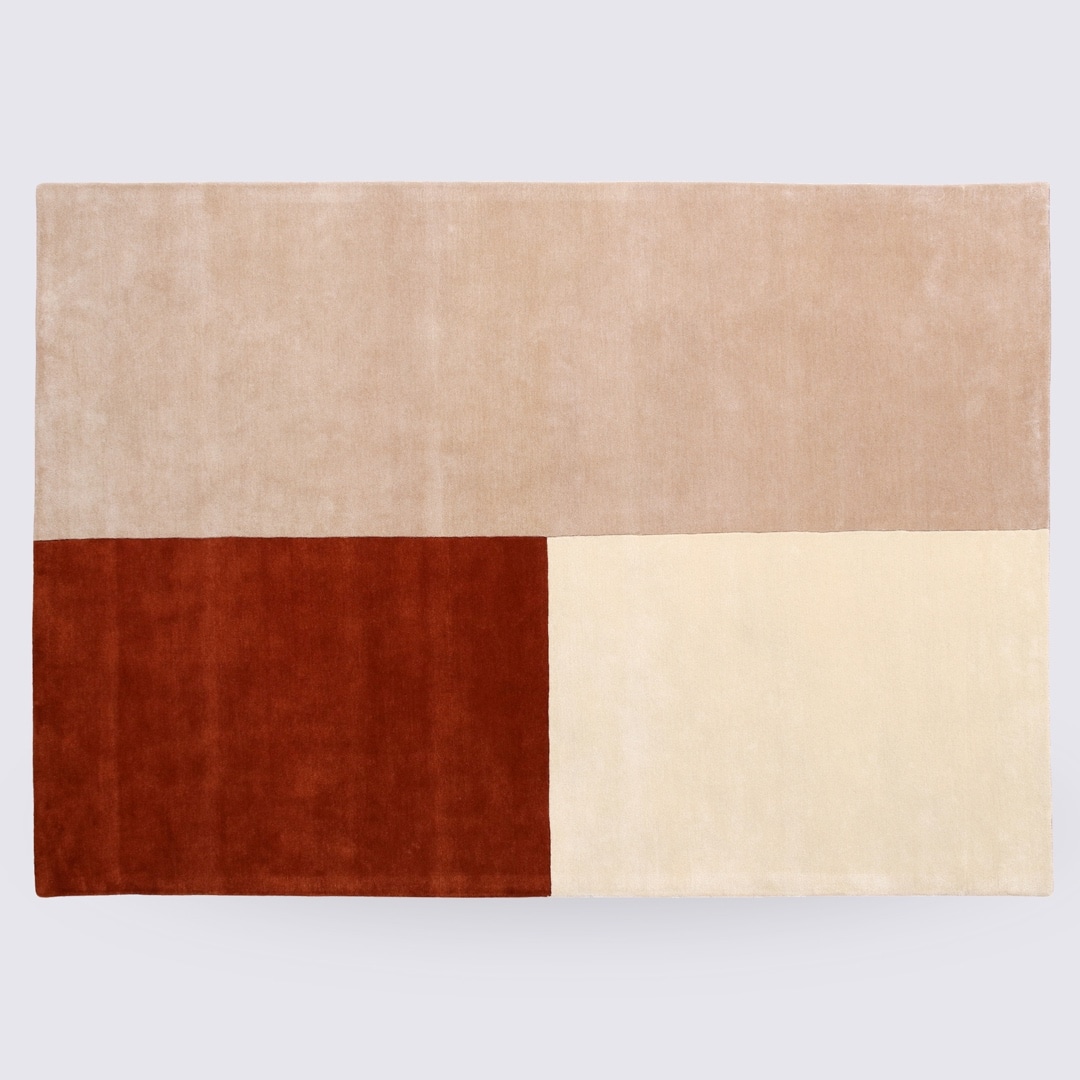 tapis fait main multicolore rouille crème taupe moderne et design roche bobois grand 200cm 300cm pour salon